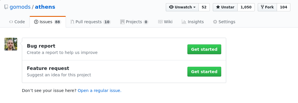 GitHub Issue Template Selection